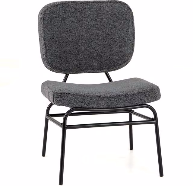 Gymax Grey Sherpa Upholstered Accent Chair with Metal Frame