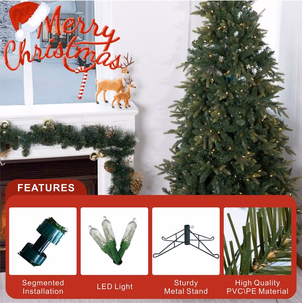 Direct Wicker 8.5ft Pre-lit Slim Artificial Christmas Tree with Mixed Tips in Green – 3