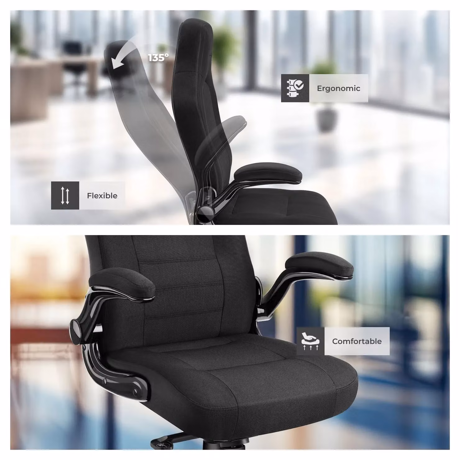 tectake Springsteen Executive Office Chair in Black with Armrests and Swivel Function – 8
