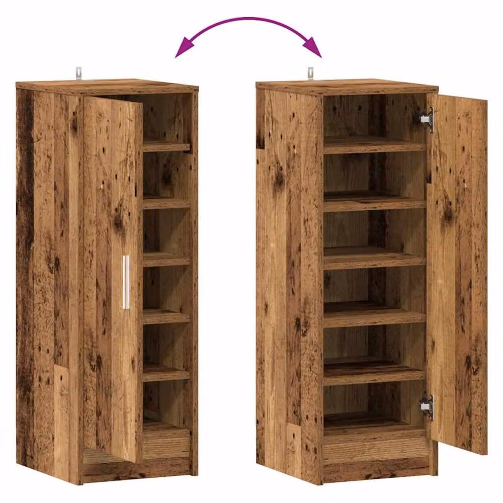 Berkfield Home Artisan Oak Shoe Cabinet in Brown, W/D/H: 32 x 35 x 92 cm – 4