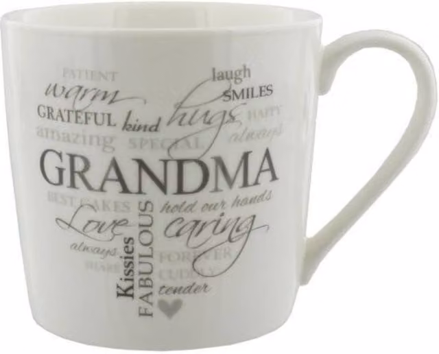 KDMD Heartfelt Moments Typography Ceramic Mug in White