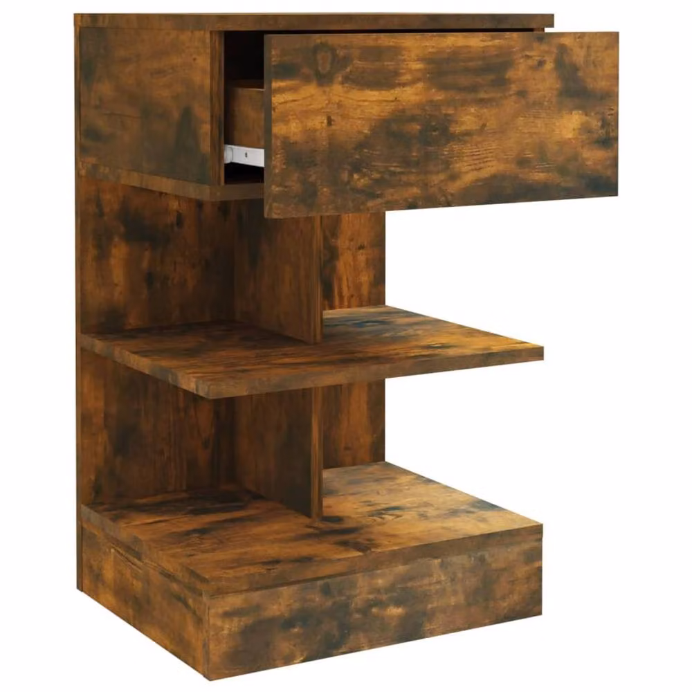 Berkfield Home Set of 2 Decorative Bedside Cabinets in Smoked Oak Brown, W/D/H: 40 x 35 x 65 cm – 4
