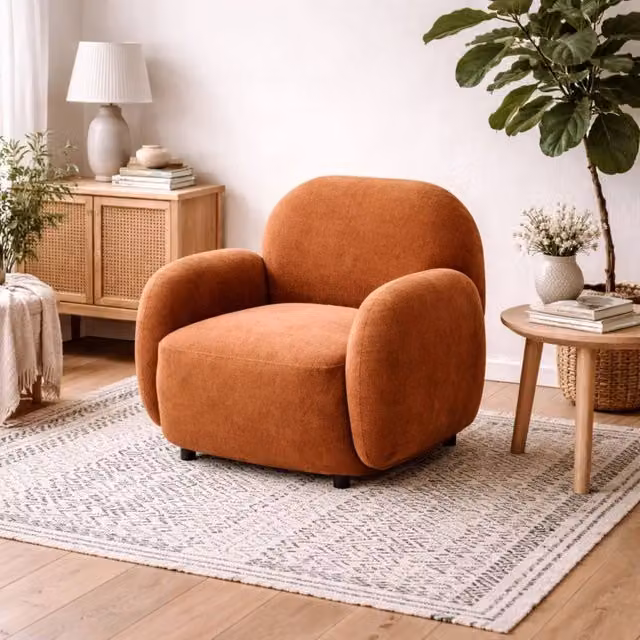 Wyld Haus Bantry Orange Fabric Tub Armchair