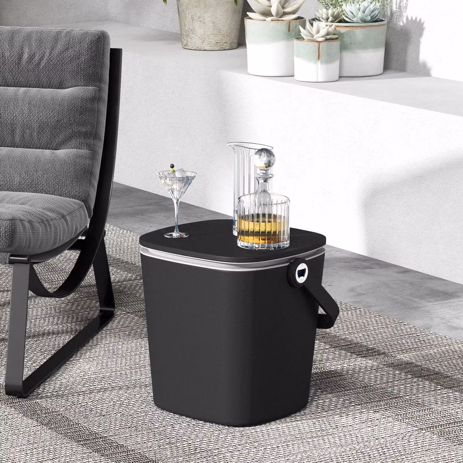 Costway 15 L Outdoor Cool Bar Table and Patio Side Table with Lift Top Lid in Black – 3