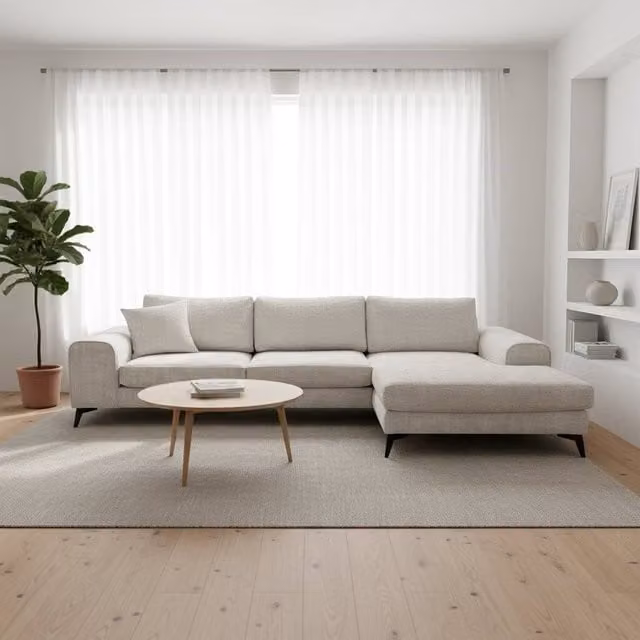 Abakus Direct Venice L-Shaped Corner Sofa in Grey or White with Scatter Cushions, Right Hand Facing – 1
