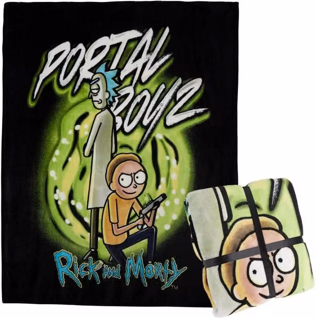 Rick & Morty Fleece Blanket, Multicolour Black and Green, W/D: 150 x 130 cm – 7