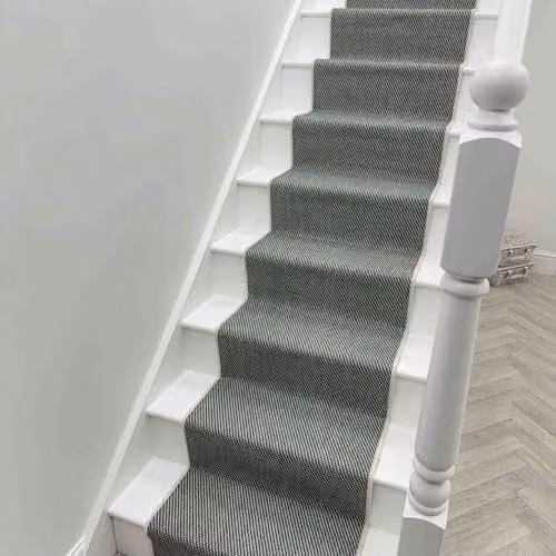 runrug Reversible Flatweave Stair Runner Rug in Green, W: 60 cm, L: 600 cm – 3