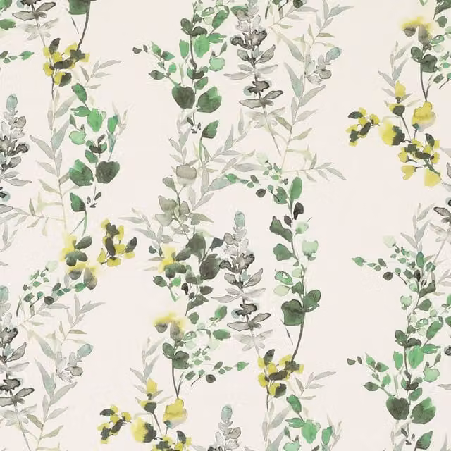 Ante Decor Arlene Green and White Floral Cotton Fabric Panel