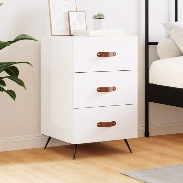 Berkfield Home High Gloss White Bedside Cabinet W/D/H: 40 x 40 x 66 cm – 1