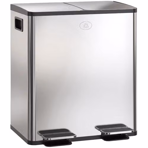 HOMCOM Dual Kitchen Bin with Soft Close Lid and Fingerprint Proof Stainless Steel in Silver, 2 x 20L