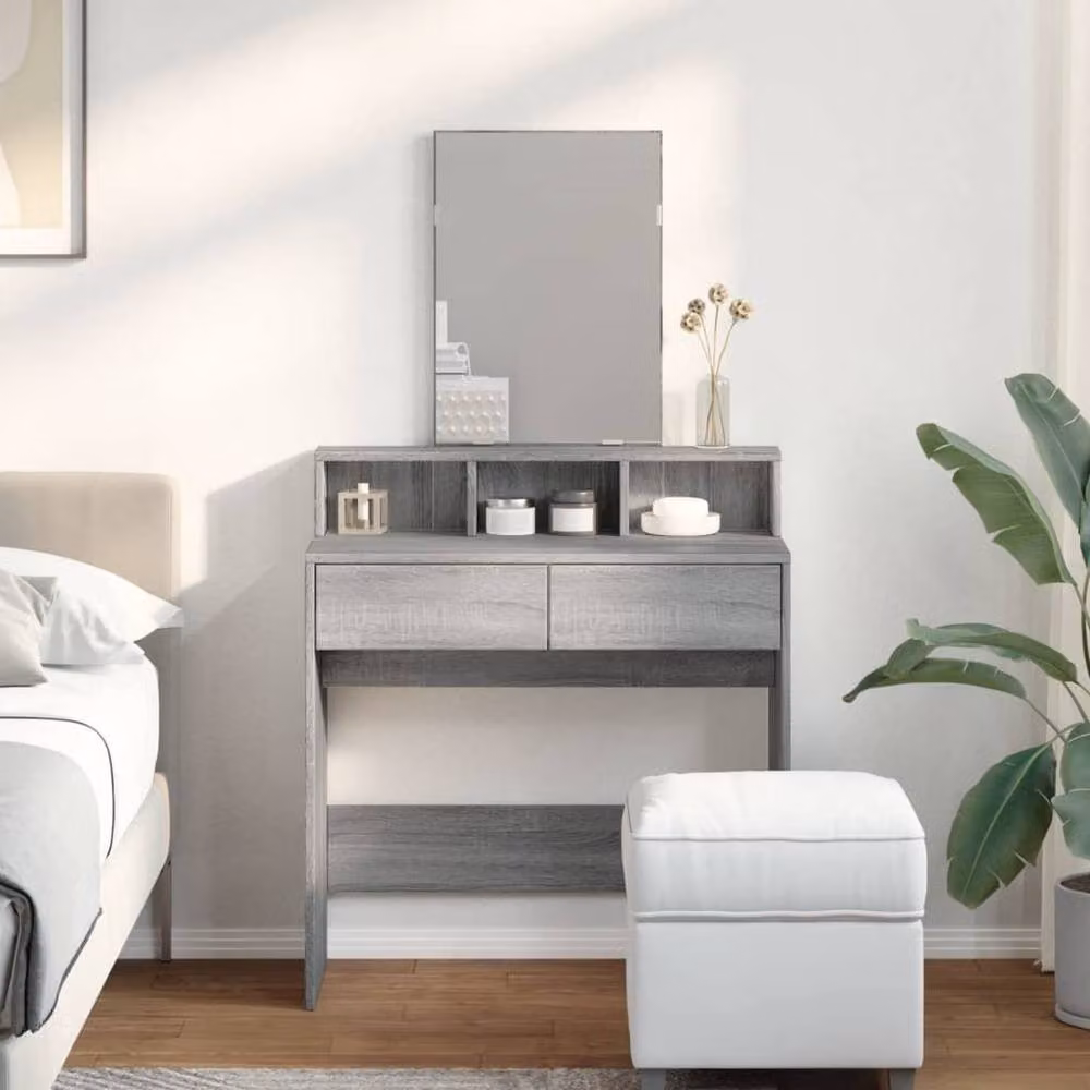 Berkfield Home Dressing Table with Mirror in Grey Sonoma, W: 80 cm, D: 41 cm, H: 144.5 cm – 3