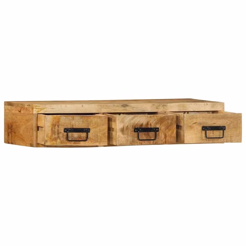 Berkfield Home Wall-mounted Rustic Mango Wood TV Cabinet in Brown, W/D/H: 100 x 30 x 19 cm – 2