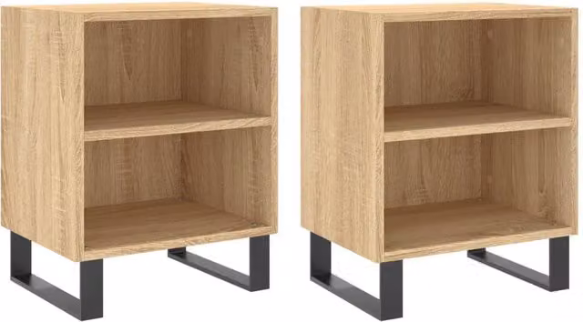 Berkfield Home Set of 2 Sonoma Oak Bedside Cabinets in Brown, W/D/H: 40 x 30 x 50 cm