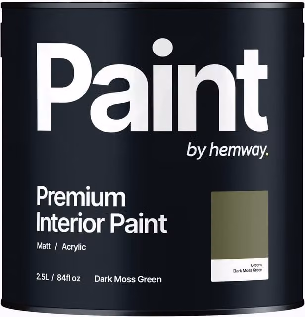 Hemway Matt Acrylic Interior Paint in Dark Moss Green, 2.5L