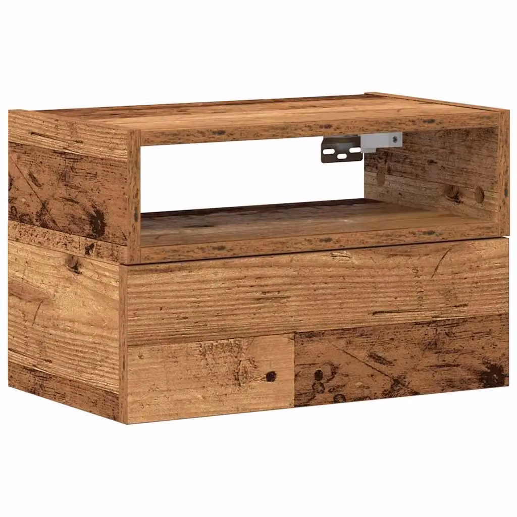 Berkfield Home Wall-mounted Bedside Cabinet in Brown Old Wood, W: 45 cm, D: 26 cm, H: 28.5 cm – 2