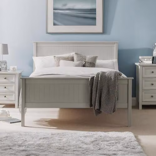 Julian Bowen Maine Solid Wood Bed Frame, Grey, W: 90 cm, D: 190 cm, H: 11 cm