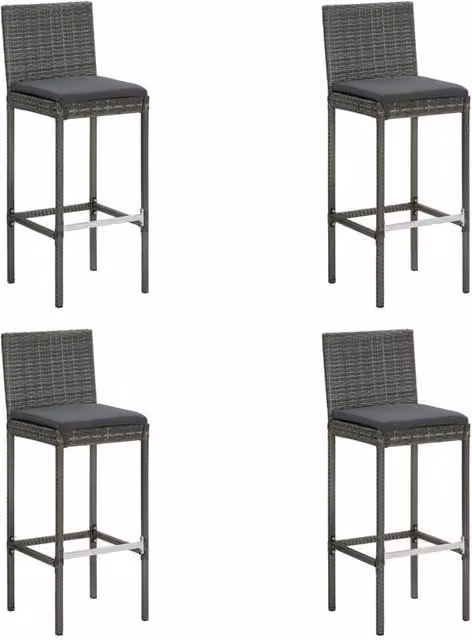 Berkfield Home 5 Piece Grey Poly Rattan Garden Bar Set with Cushions