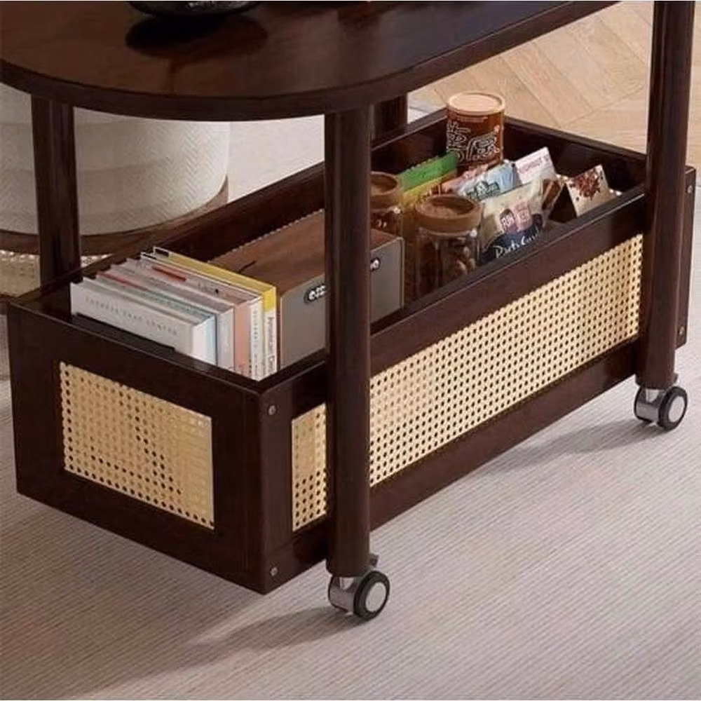 KORVIXA Modern Brown Wood Coffee Table with Castors, W/D: 100 x 100 cm – 3
