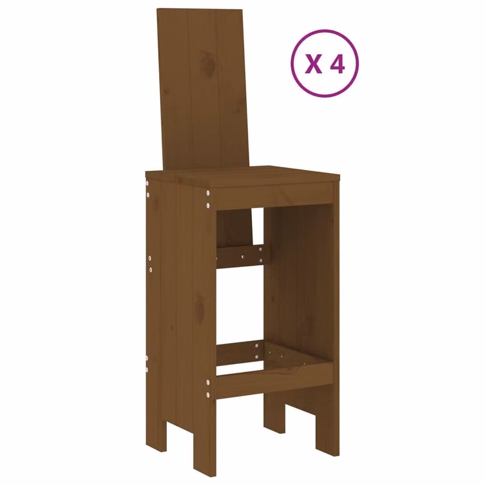 Berkfield Home 5 Piece Rustic Garden Bar Set in Honey Brown Solid Pine Wood – 3