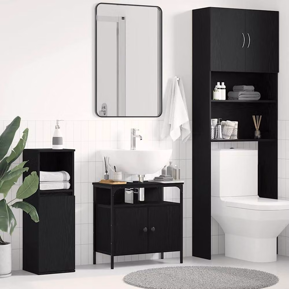 Berkfield Home Black Oak Wall Mounted Bathroom Sink Cabinet W/D/H: 60 x 30 x 60 cm – 2