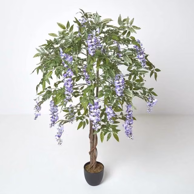 Homescapes Lilac Artificial Wisteria Tree with Real Wood Trunk, Height: 152 cm