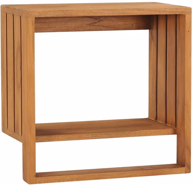 Berkfield Home Wall-mounted Teak Wood Towel Rack in Brown, W/D/H: 35 x 20 x 35 cm