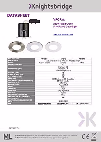 Netlighting Fixed GU10 Fire-Rated Recessed Downlight in Grey and Chrome, 35W, IP20, Dimmable – 2