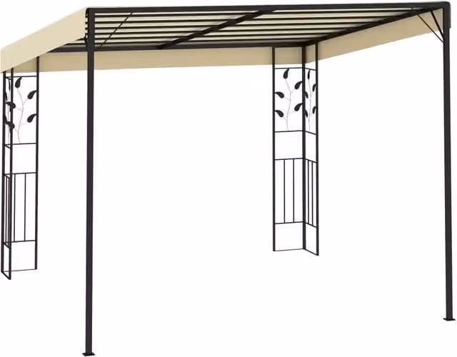 Berkfield Home Durable Wall-mounted Garden Gazebo, Beige, W: 300 cm, D: 300 cm, H: 250 cm