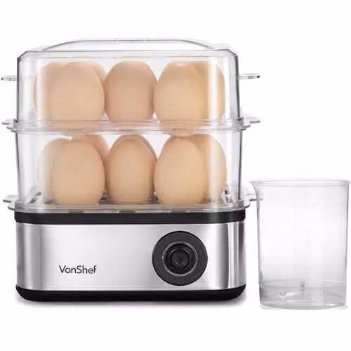 VonShef 3 in 1 Electric Egg Boiler, Poacher and Omelette Maker in Silver and Stainless Steel – 1