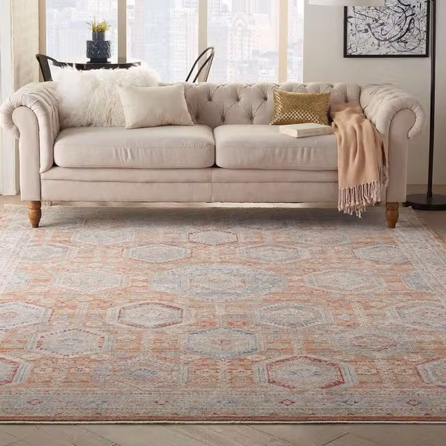 The Rug Shop UK Multi Border Traditional Geometric Polyester Area Rug, Multicolour, W: 240 cm, D: 305 cm