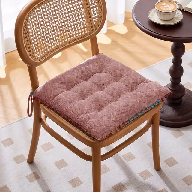 Livingandhome Vintage Square Dining Chair Cushion, Pink, W: 40 cm, D: 40 cm, H: 40 cm