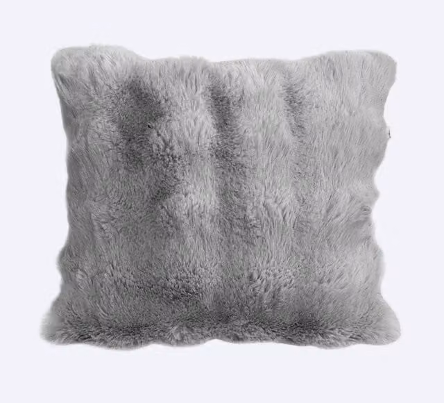 Sweet Dreams Alpine Faux Fur Filled Square Cushion in Grey, W x D: 43 x 43 cm