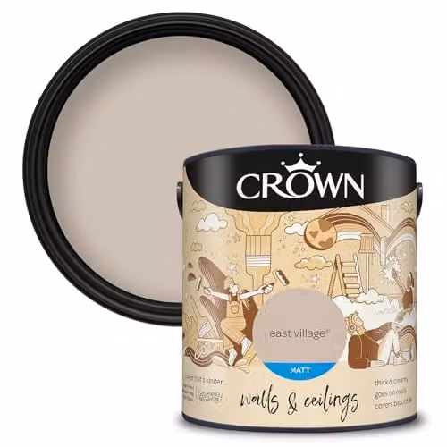 Crown Retail Core Emulsion Matt East Village Water Based Dispersion in White or Beige, 2.5 l – 1