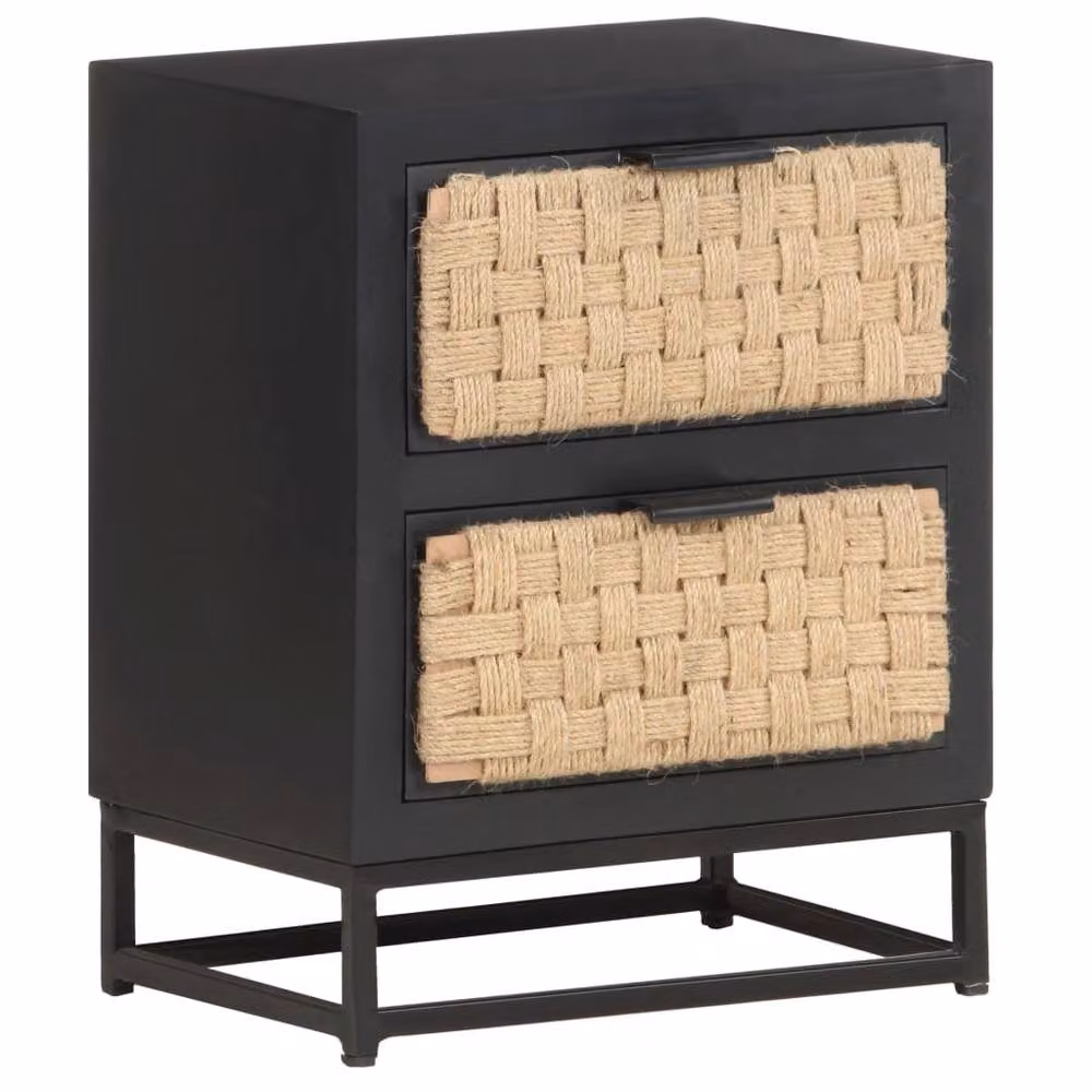 Berkfield Home Durable Bedside Cabinet in Black Solid Mango Wood, W/D/H: 40 x 30 x 50 cm – 7