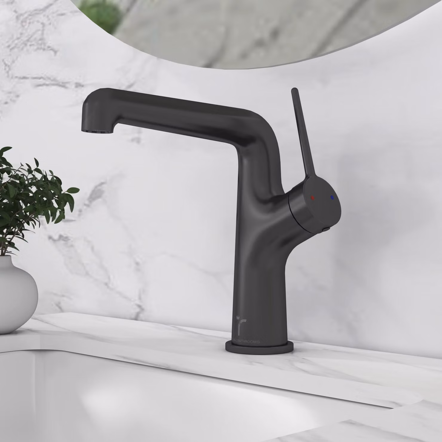 Royal Bathrooms Noir Round Mono Basin Mixer Tap in Matt Black