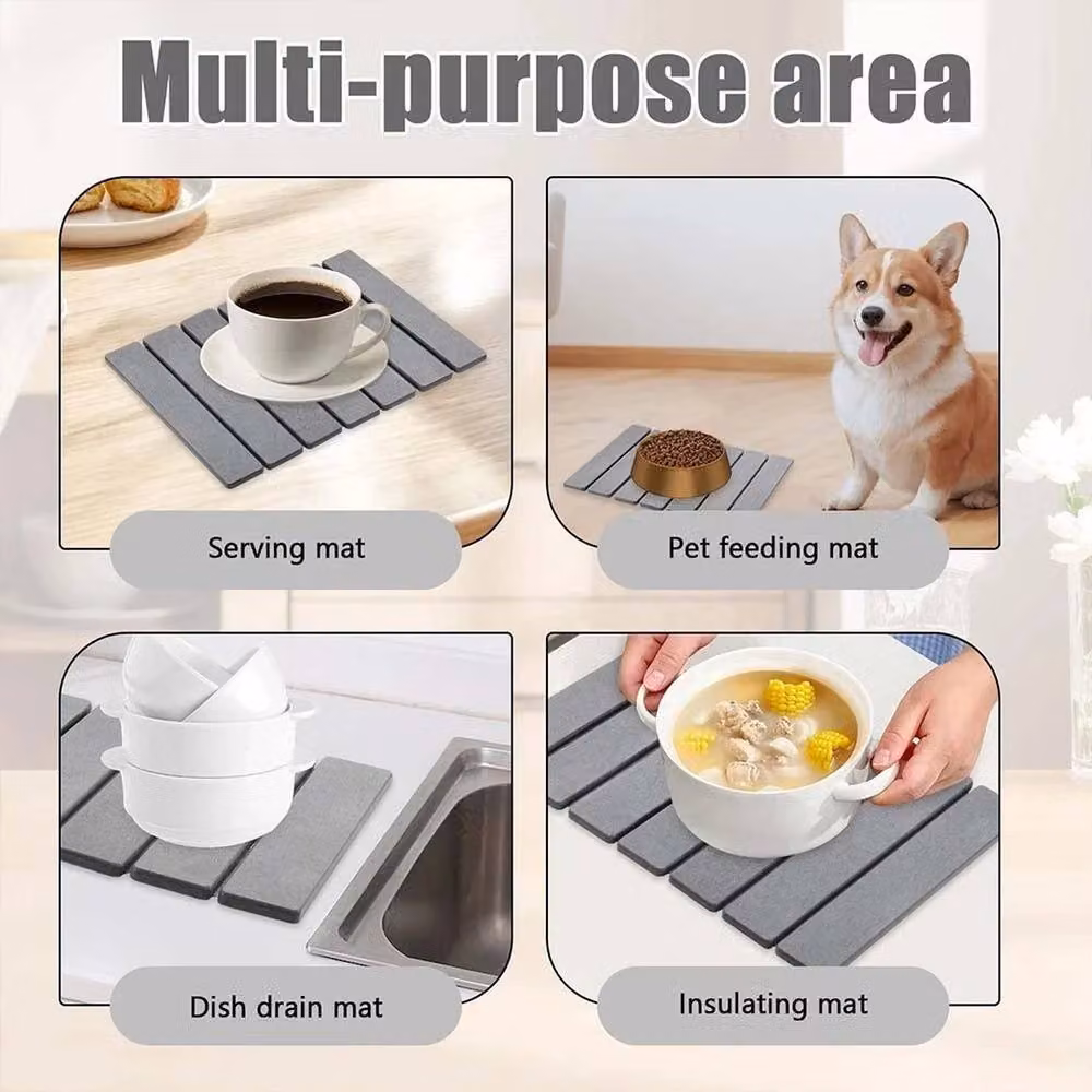 FLAVORA Grey Foldable Diatomaceous Earth Drying Mat, W: 60 cm, D: 39 cm – 3