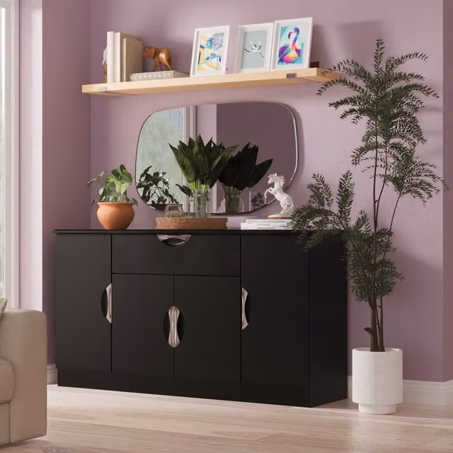 2 U Holborn Ready Assembled 4 Door and 1 Drawer Wide Unit in Black – 1