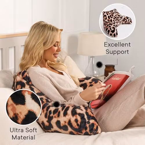 OHS Plush Fleece Reading Pillow with Arm Support for Adults, Beige Multicolour, 65 x 40 cm – 5