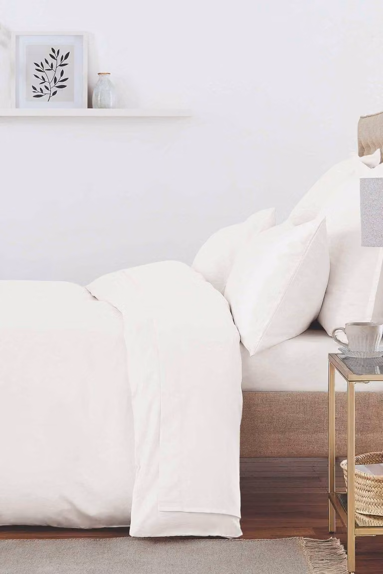 Murmur 1000 Thread Count Mako Satin Cotton Double Fitted Sheet in White, W: 140 cm, H: 200 cm