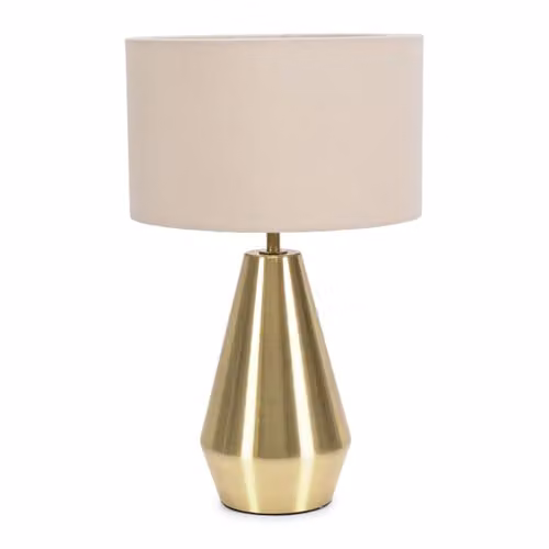 ValueLights Gold Metal Touch Dimmer Table Lamp with Beige Fabric Drum Shade