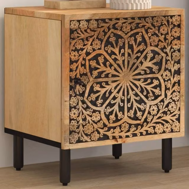 Berkfield Home Mango Wood Bedside Cabinet in Brown, W/D/H: 40 x 33 x 46 cm – 1