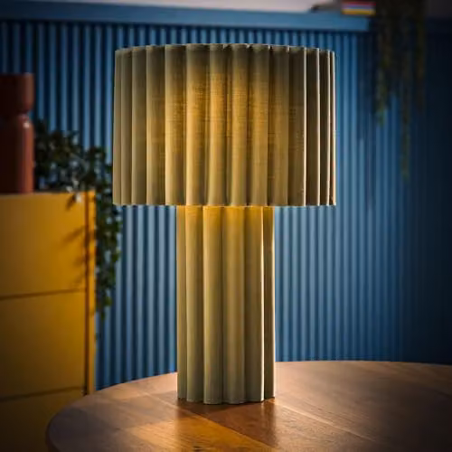 ValueLights Lenny Ribbed Fabric Drum Lamp Shade in Green – 5