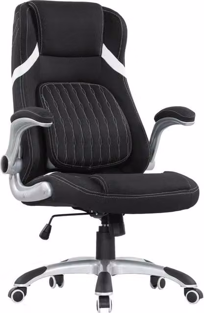 Rolipo Ergonomic Linen-Look Office Chair in Black with Adjustable Height, Tilt Function and 360 Degree Swivel – 1