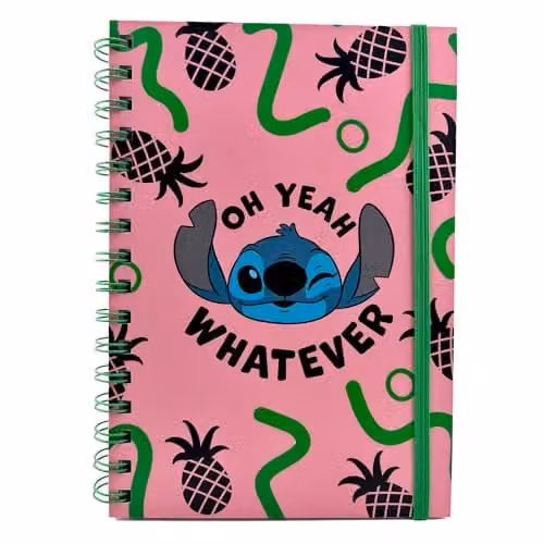 Disney Lilo and Stitch Oh Yeah Whatever Design A5 Wiro Notebook with Lined Paper