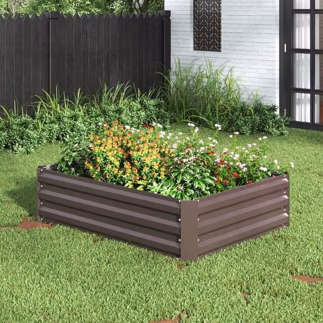 Breeins Brown Metal Raised Garden Bed W/D/H: 120 x 30 x 30 cm