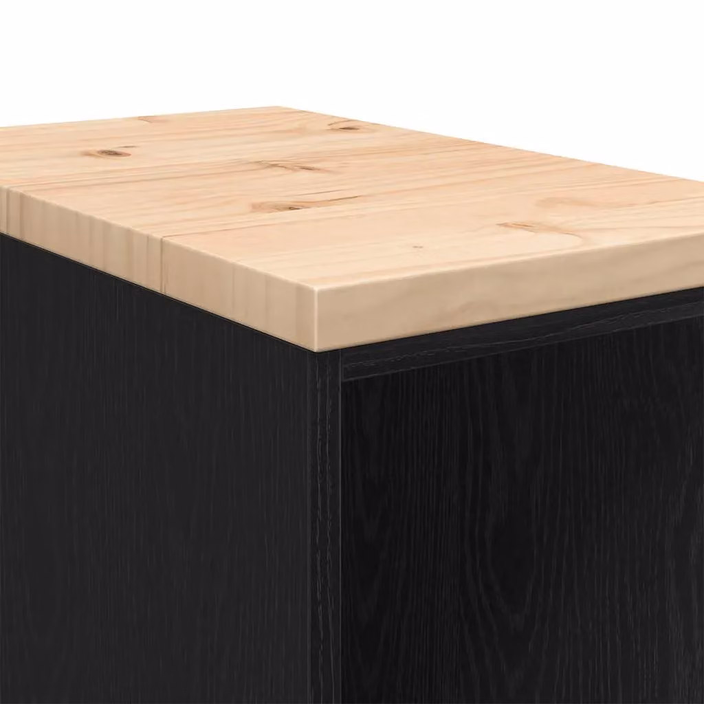 Berkfield Home Garage Storage Cabinet in Black Solid Wood Pine, W/D/H: 30 x 51 x 85 cm – 5