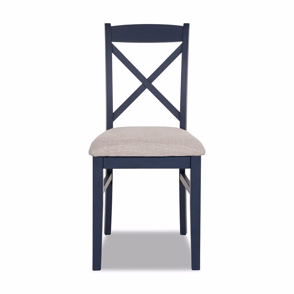 Statement Furniture Florence Crossback Dining Chair with Upholstered Seat in Navy Blue, W45 x D53 x H98 cm – 2