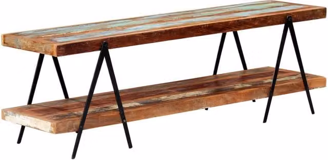 Berkfield Home Industrial TV Cabinet in Brown Solid Reclaimed Wood and Metal, W/D/H: 160 x 40 x 50 cm