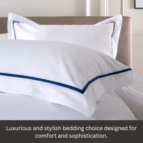 The Lyndon Company Hampstead 200 Thread Count 100% Cotton Duvet Cover Set with Ribbon Detail and Oxford Pillowcases in Blue, W/D/H: 180 x 200 cm – 6