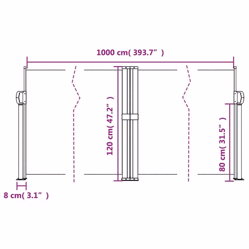 Berkfield Home Retractable Single Side Awning in Brown, W/H: 120 x 1000 cm – 6
